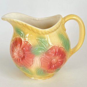 Vtg 1950s Hull Pottery #52~24 oz Pitcher Jug Dogwood Sunglow Flower USA 5.5"